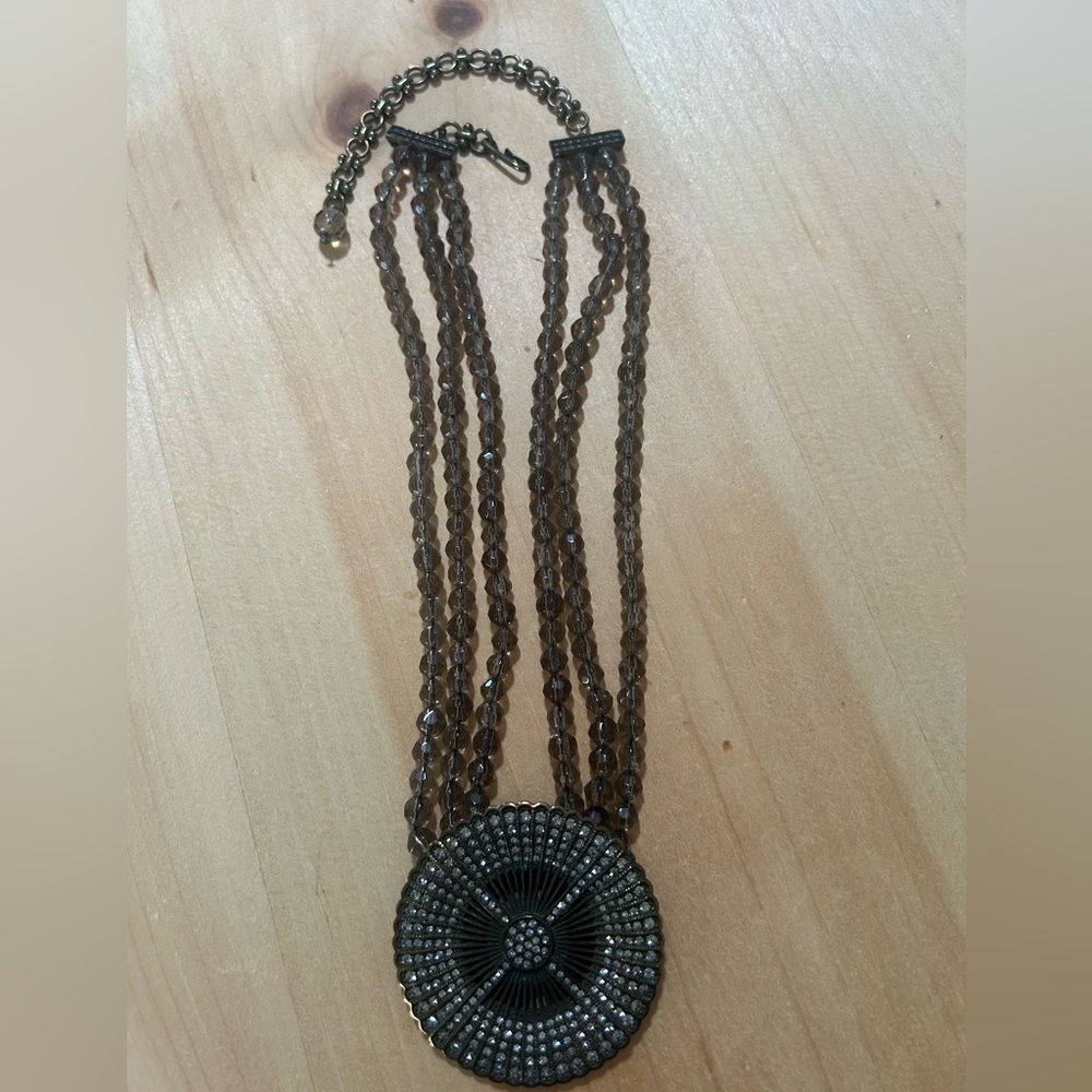 Heidi Daus Brown Beaded Statement Necklace made with Swarovski crystals.